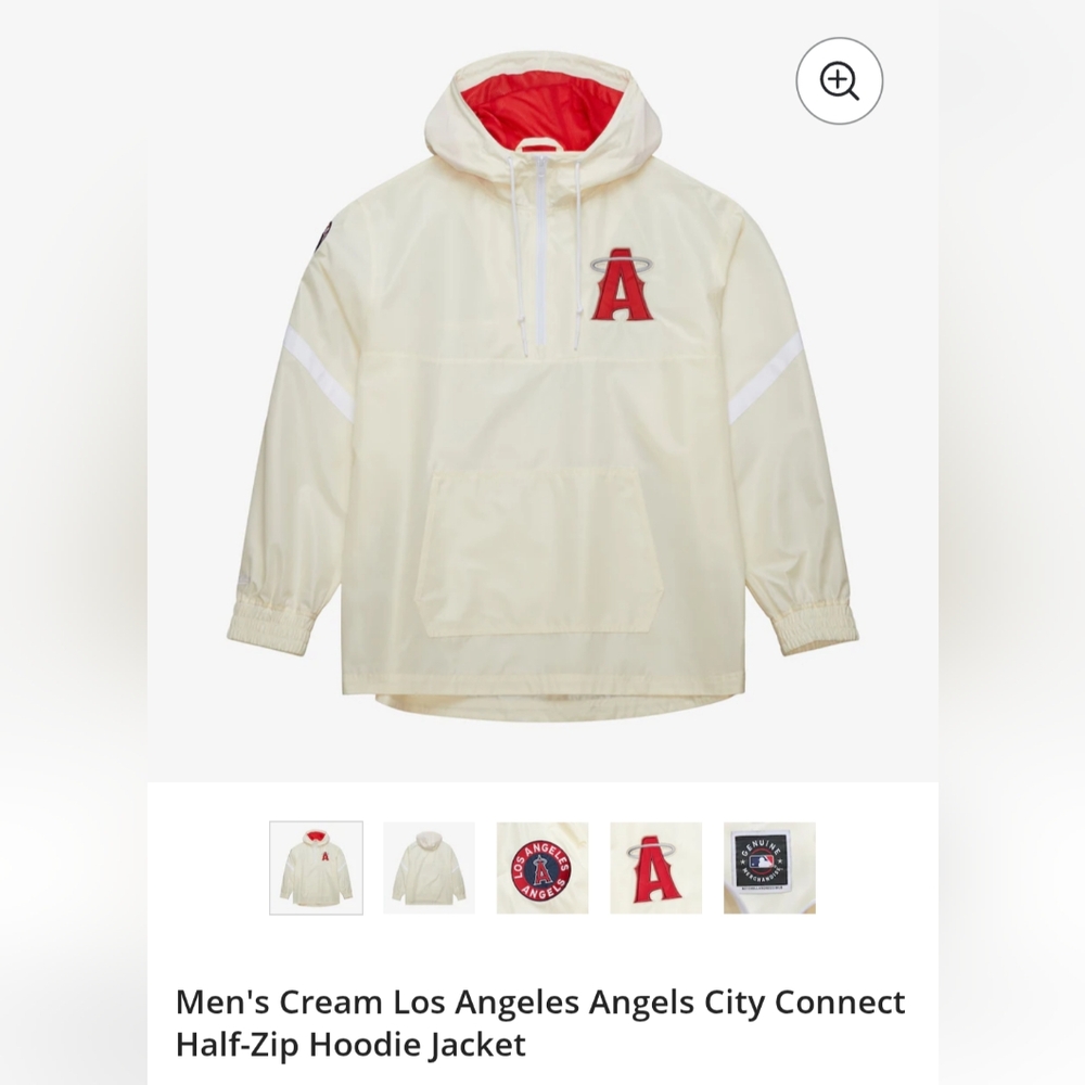 Mitchell & Ness Red and Cream Teddy Jacket Half-Zip